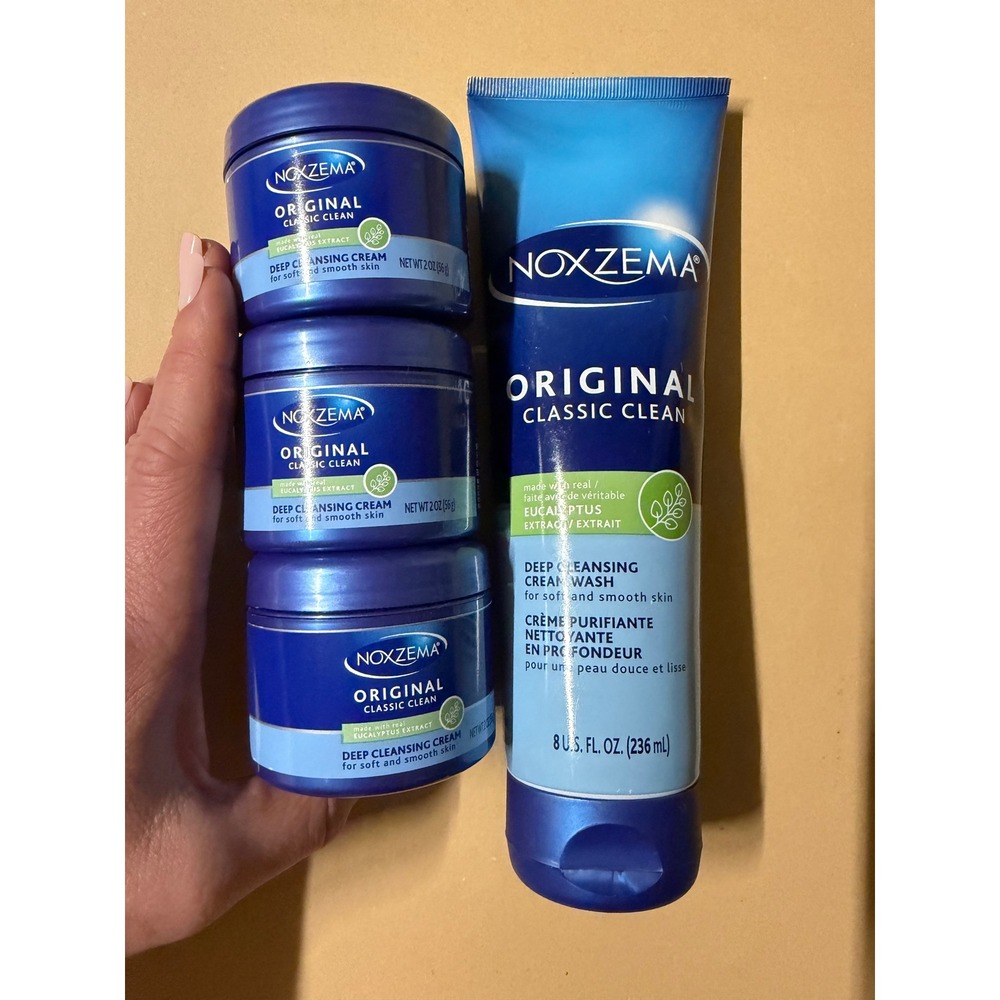Noxzema Original Classic Clean Skincare Set 8oz Cream Wash and 3x 2oz Jars